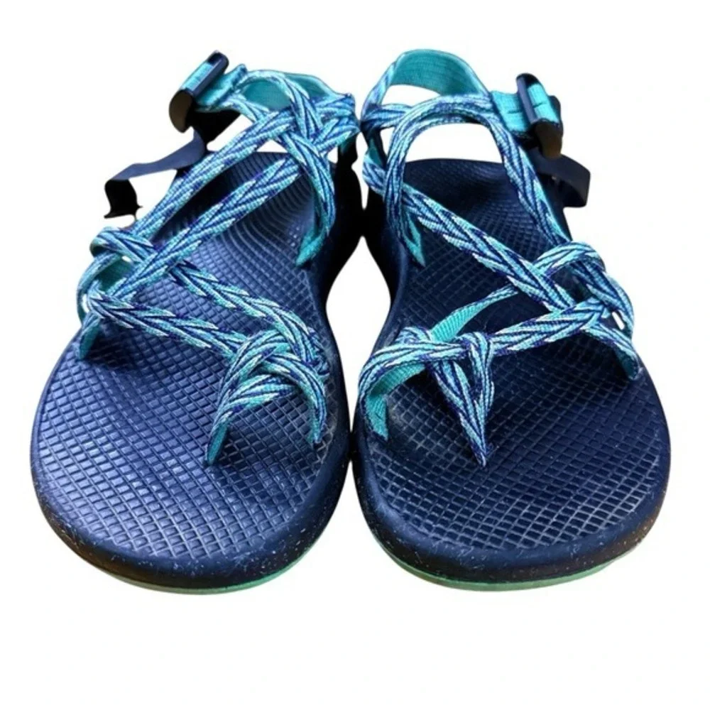 Chaco Z/Cloud 2 Sandal Womens 8 Pre-Owned Blue Teal Double Strap Toe Loop Hiking